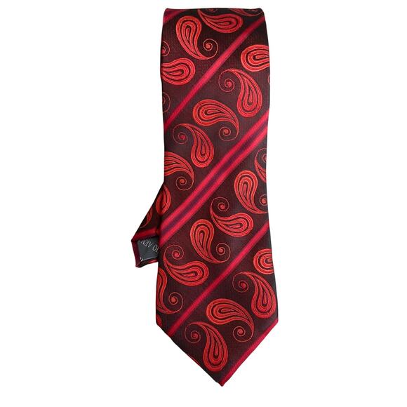 Giorgio Armani silk tie men’s red paisley made in Italy luxury designer - Picture 1 of 3